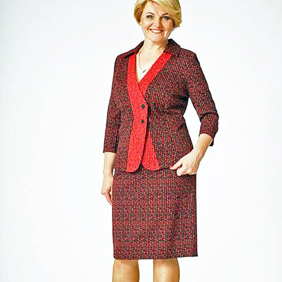CLASSIC SKIRT SET 3/4 SLEEVES RED MADE IN EUROPE - Picture 1 of 1